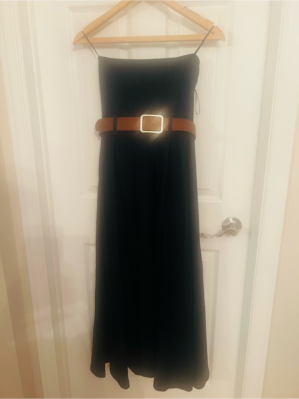 Zara dark blue DENIM Strapless Dress